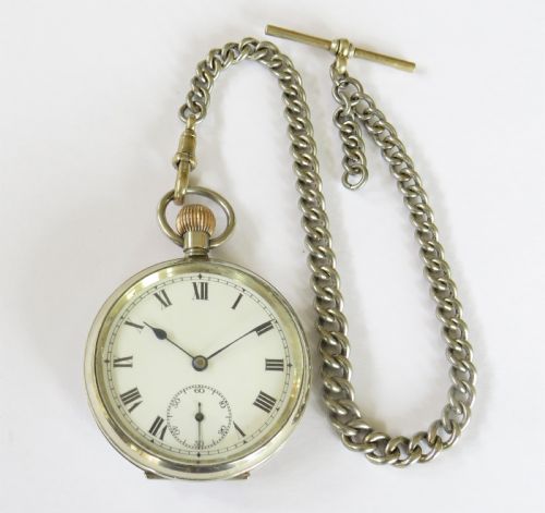 fig 2. Antique Valmor pocket watch and chain
