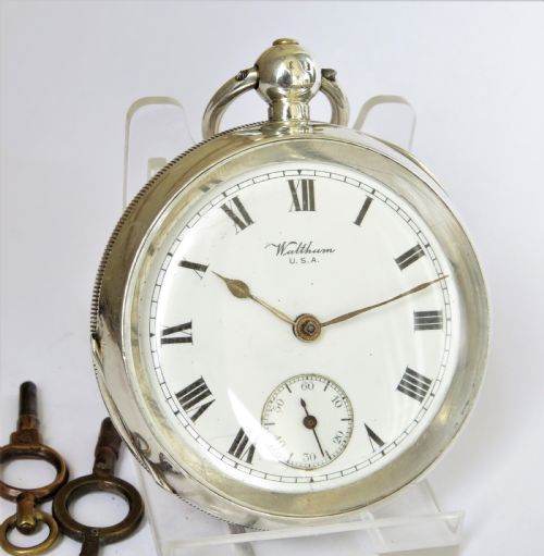 fig 1. Antique silver Waltham pocket watch