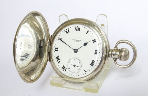 Antique Waltham Silver Full Hunter Pocket Watch