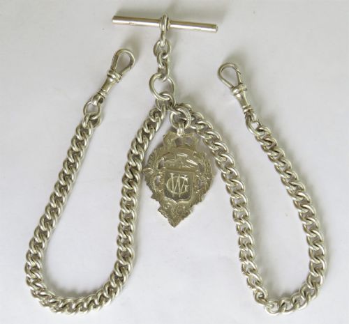 Antique Silver Double Pocket Watch Chain