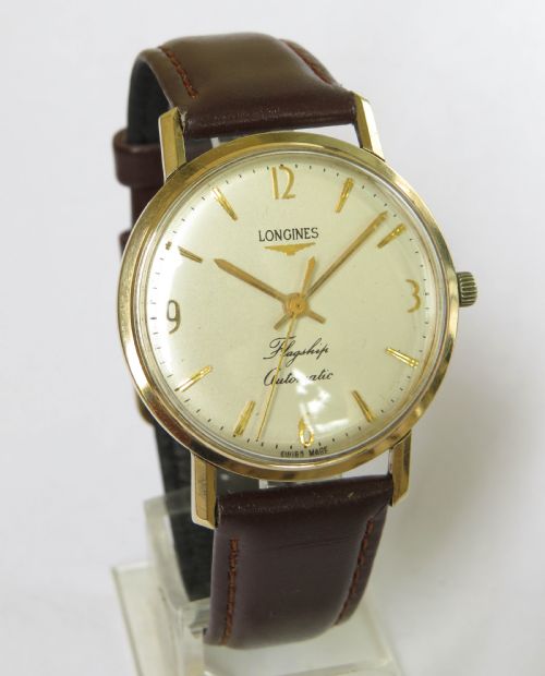 fig 1. Gents 9ct gold Longines Flagship watch, 1961