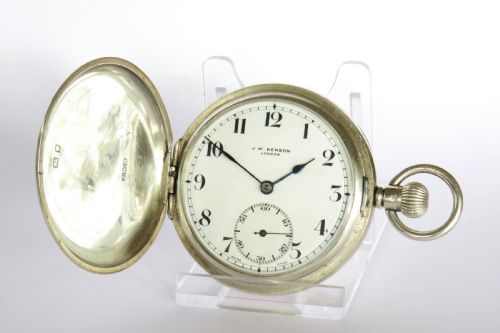 Silver Full Hunter Cyma Pocket Watch for J W Benson
