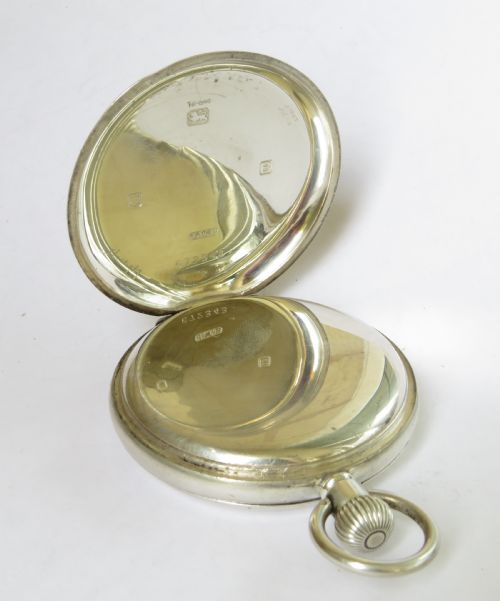 fig 1. Silver full hunter Cyma pocket watch for J W Benson