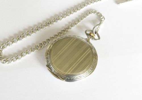 fig 2. 1930s silver Bauer pocket watch and chain