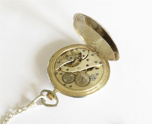 fig 3. 1930s silver Bauer pocket watch and chain
