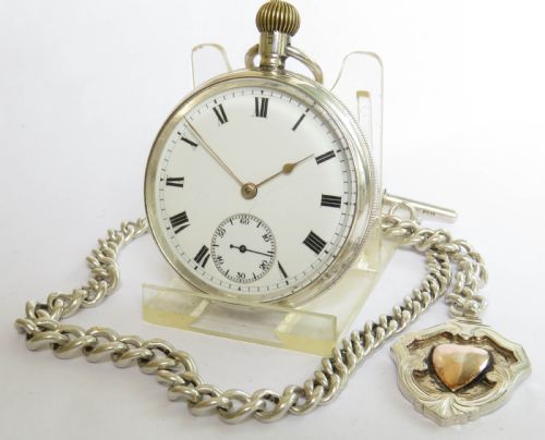 Antique Silver Waltham Pocket Watch & Chain