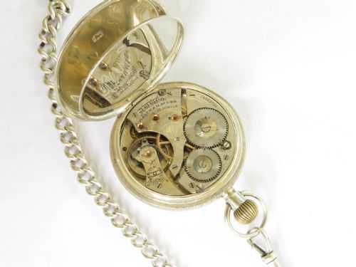 fig 2. Antique silver Waltham pocket watch & chain