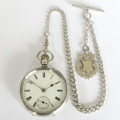 fig 1. Antique silver Marks pocket watch and chain