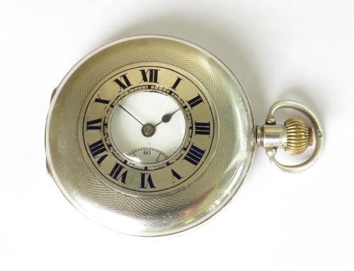 Antique Silver Moeris Half Hunter Pocket Watch