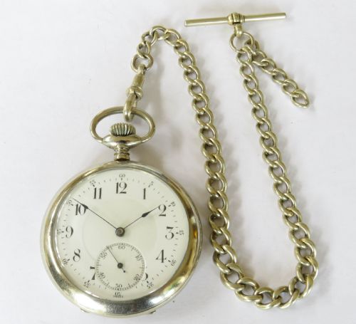 fig 1. 1920s Minerva pocket watch and chain