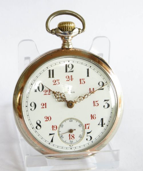 fig 1. Antique silver Omega pocket watch