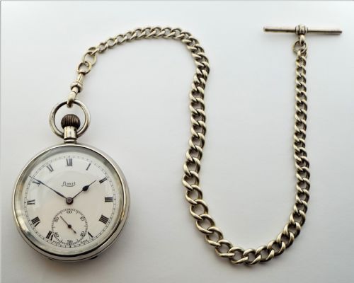 fig 2. Antique 1920s Limit pocket watch and chain.