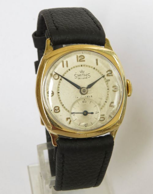 fig 1. Gents 9ct gold Smiths De Luxe wrist watch, 1955