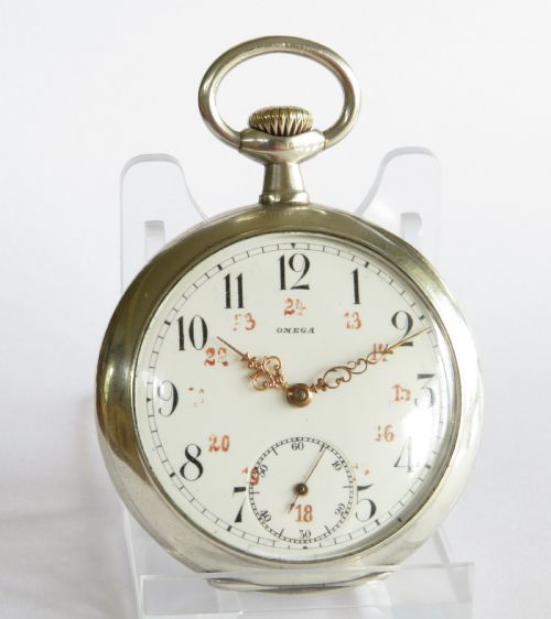 fig 1. Antique Omega silver pocket watch