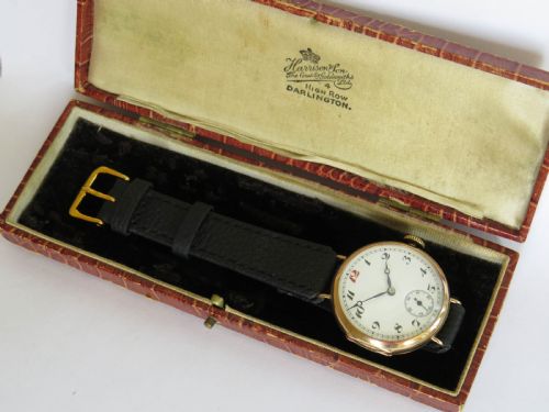 fig 2. Antique 9ct gold trench watch, 1919