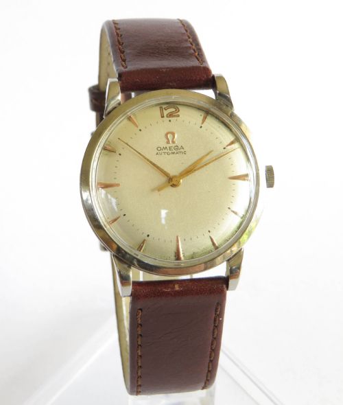 fig 1. Gents bumper automatic Omega wrist watch, 1949