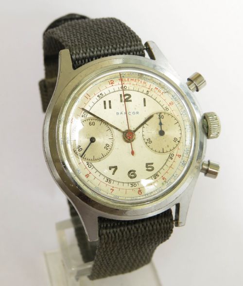 fig 1. Gents 1940s Bancor chronograph wrist watch