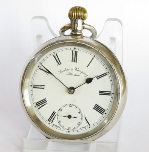 Antique Silver Omega Pocket Watch for Sanders & Co