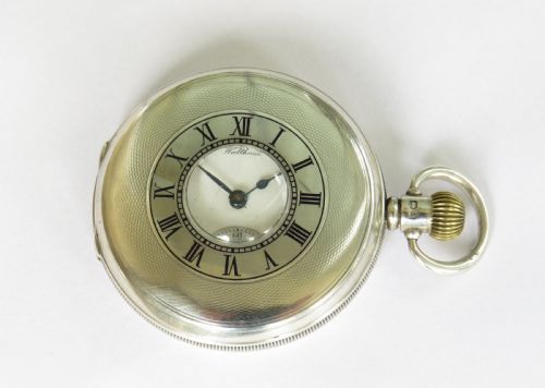 Antique Silver Waltham Traveler Half Hunter Pocket Watch
