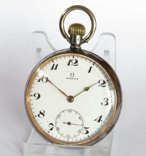Antique Omega Gun Metal Pocket Watch