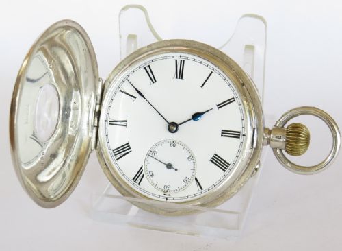 fig 1. Antique silver half hunter pocket watch