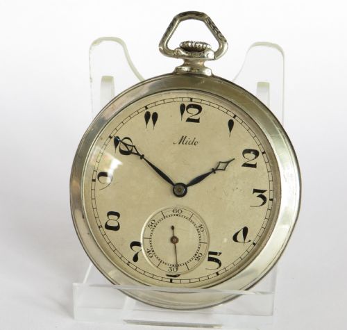 1930s Mido Silver Niello Ware Pocket Watch
