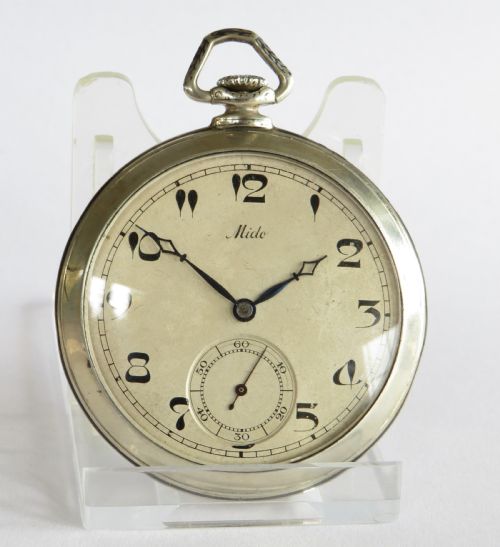 fig 1. 1930s Mido silver niello ware pocket watch