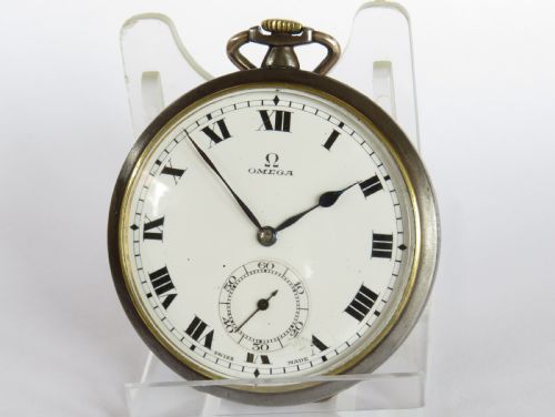 Antique Omega Gun Metal Pocket Watch