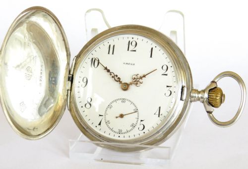 Antique Silver Omega Full Hunter Pocket Watch, C1910
