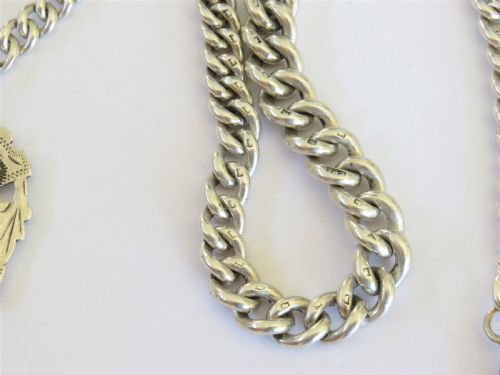 fig 1. Antique silver watch chain and large fob