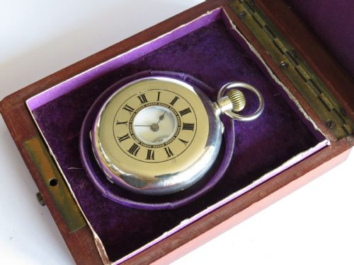 Antique Silver Half Hunter Pocket Watch for Dent