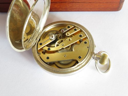 fig 3. Antique silver half hunter pocket watch for Dent