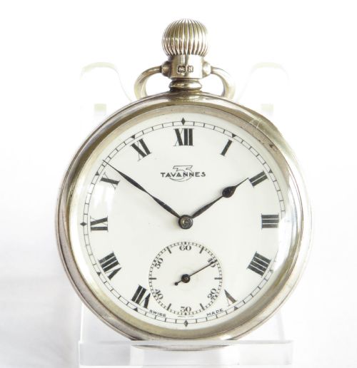 fig 1. Silver Tavannes pocket watch, 1937