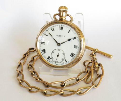 1930s Cyma Pocket Watch and Chain for J W Benson