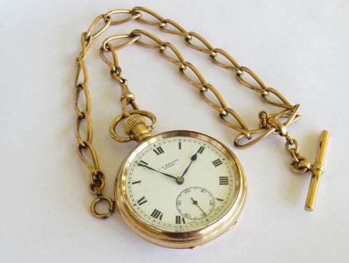 fig 1. 1930s Cyma pocket watch and chain for J W Benson