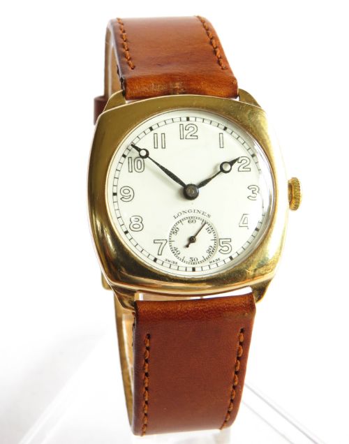 fig 1. Gents 9ct gold Longines wrist watch, 1945