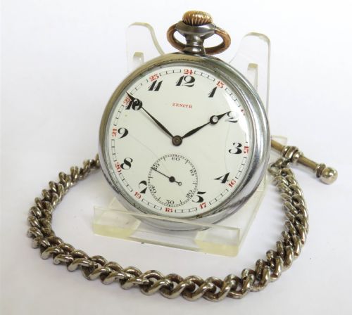 Antique Zenith Pocket Watch and Chain