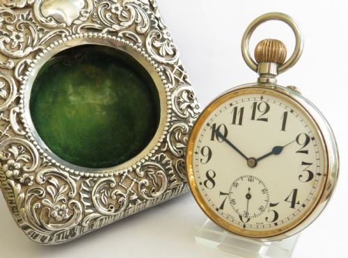 fig 1. Antique silver cased travel clock, 1898