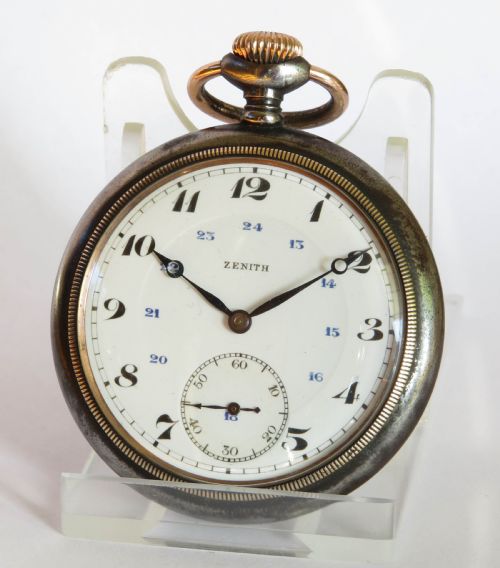 Antique Favre-jacot Zenith Gun Metal Pocket Watch