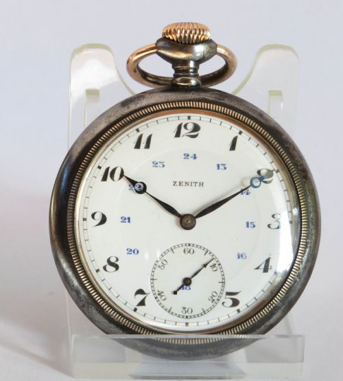 fig 1. Antique Favre-Jacot Zenith gun metal pocket watch
