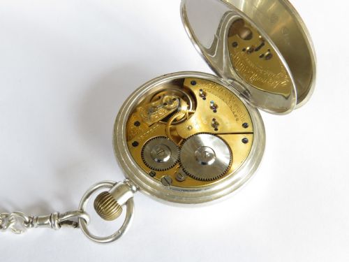 fig 2. Silver Waltham Riverside pocket watch & chain