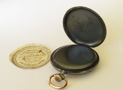 fig 2. Antique Omega gun metal pocket watch