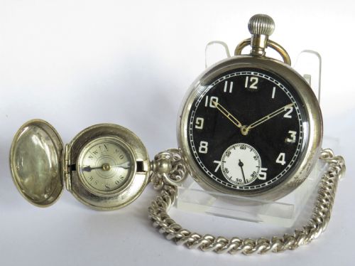 Ww2 Unitas Military Pocket Watch, Chain and Compass