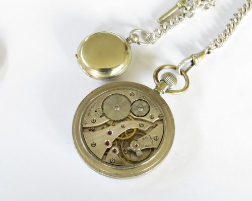 fig 2. WW2 Unitas military pocket watch, chain and compass