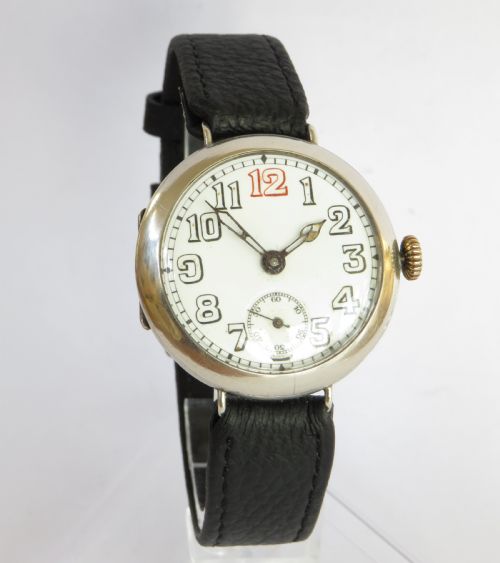 fig 1. Gents antique silver Marvin trench watch, 1915