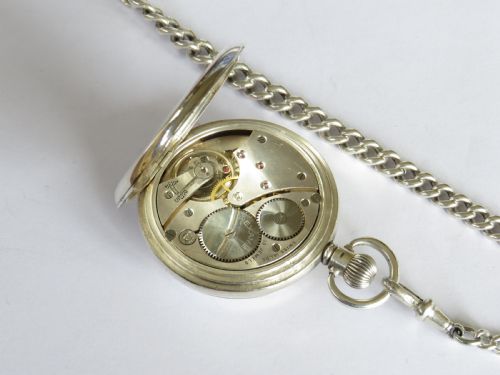 fig 2. Antique silver half hunter pocket watch and chain