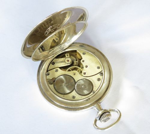 fig 2. Antique Longines silver full hunter pocket watch, 1906