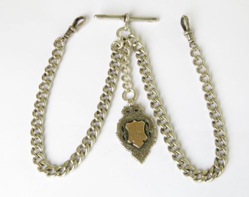 Antique Silver Double Watch Chain