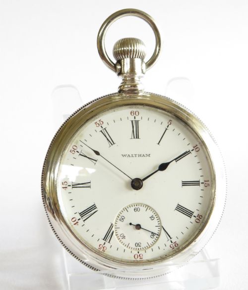 fig 1. Antique Waltham silver pocket watch, 1896