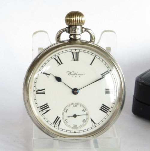 fig 1. Silver Waltham pocket watch, 1930